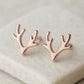 Sterling Silver Antler Stud Earrings | 925 Minimalist Reindeer Horn Earrings | Nature Inspired Christmas Gift