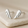 Sterling Silver Angel Wing Stud Earrings | 925 Minimalist Feather Earrings | Gift for Women