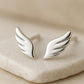 Sterling Silver Angel Wing Stud Earrings | 925 Minimalist Feather | Celestial Guardian Gift for Her