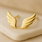 Sterling Silver Angel Wing Stud Earrings | 925 Minimalist Feather | Celestial Guardian Gift for Her