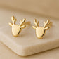 Sterling Silver Reindeer Stud Earrings | 925 Minimalist Deer Antler Earrings | Christmas Gift for Her