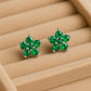 Sterling Silver Green Flower Stud Earrings | 925 Emerald CZ Earrings | Dainty Floral Jewelry