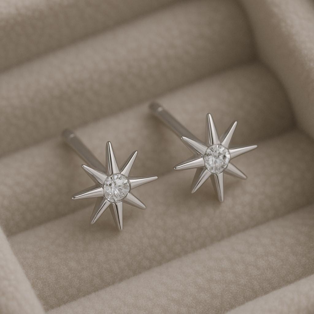 925 Silver Starburst Studs • CZ Star Earrings • Sterling Minimal Earrings • Dainty Sparkle •