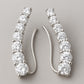 Sterling Silver CZ Ear Climber Earrings | 925 Graduated Stone Crawlers | Minimalist Curve Earrings