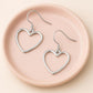 Sterling Silver Heart Outline Earrings • Minimalist Romantic Dangles