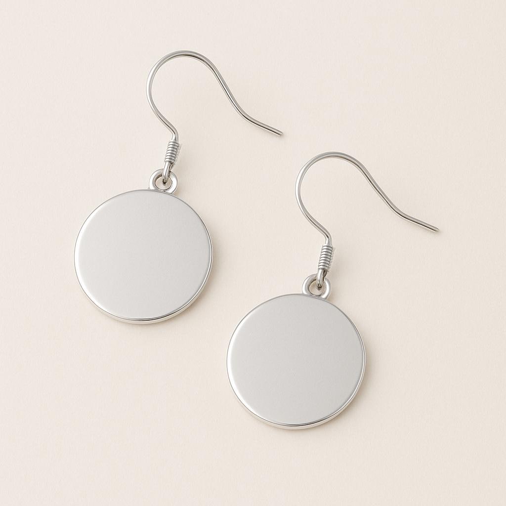 Sterling Silver Disc Earrings • Minimalist Dangle Drops, Polished Coin