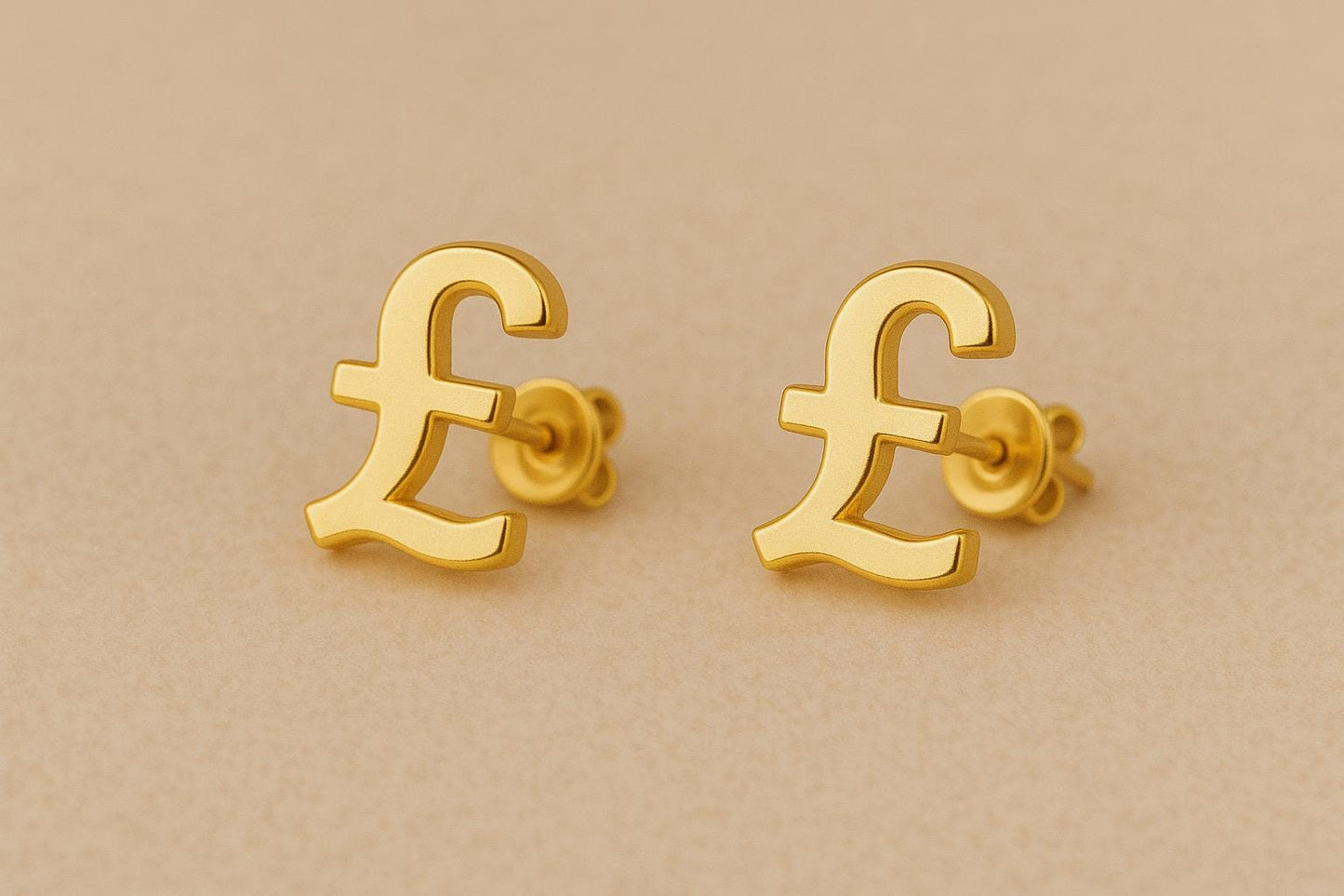 Pound Sign Stud Earrings 925 Silver | UK Currency Symbol | Minimalist Earrings | Unisex Jewelry Gift