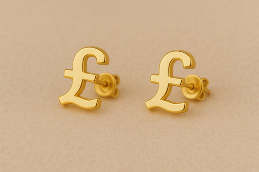 Pound Sign Stud Earrings 925 Silver | UK Currency Symbol | Minimalist Earrings | Unisex Jewelry Gift