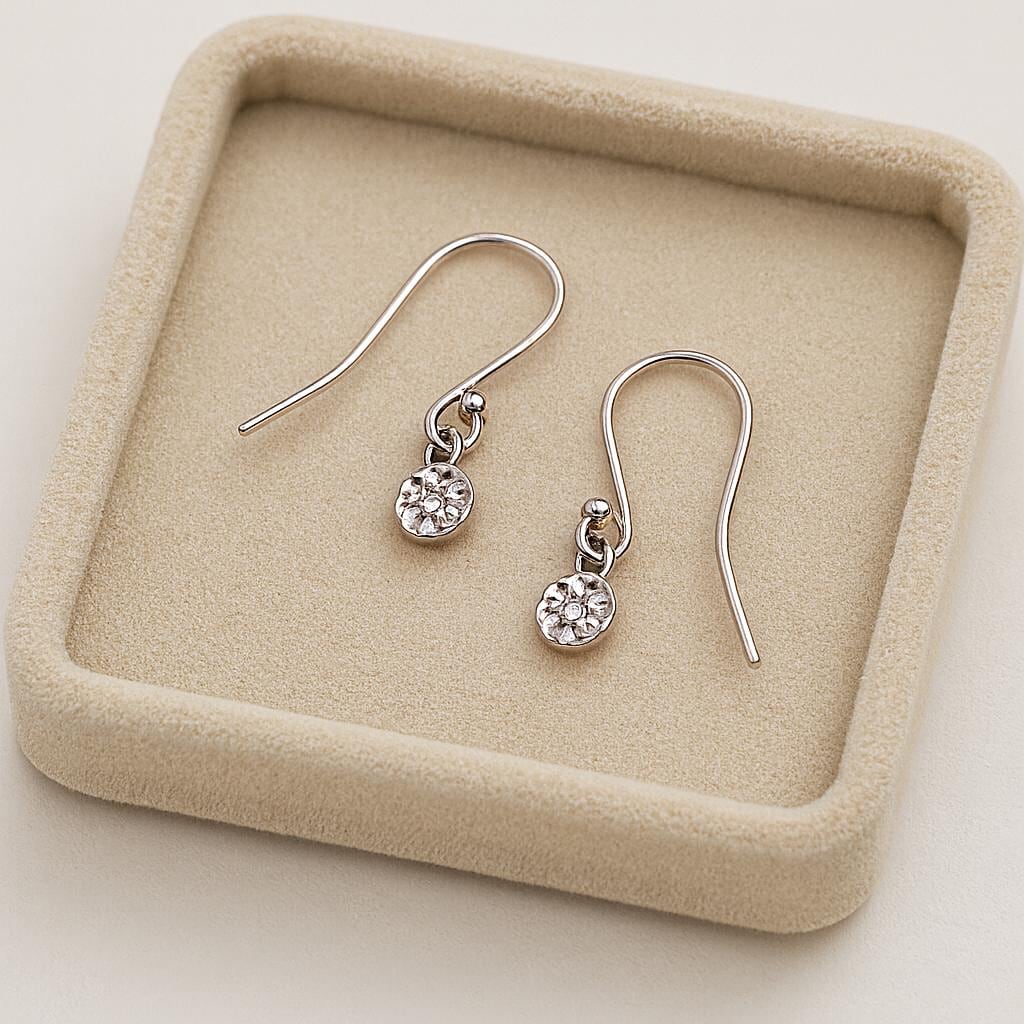 Sterling Silver Disc Drop Earrings • Minimalist Dangle Jewelry
