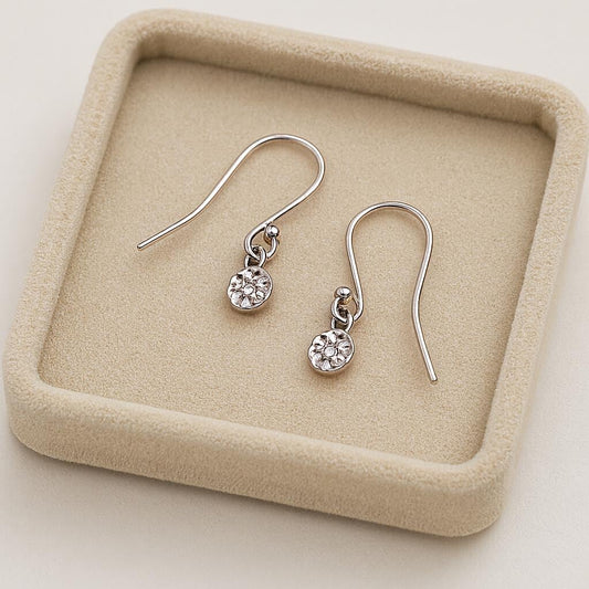 Sterling Silver Disc Drop Earrings • Minimalist Dangle Jewelry