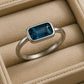 Sterling Silver London Blue Topaz Ring – Bezel Set Emerald Cut Minimalist Gift Jewelry