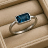 Sterling Silver London Blue Topaz Ring – Bezel Set Emerald Cut Minimalist Gift Jewelry