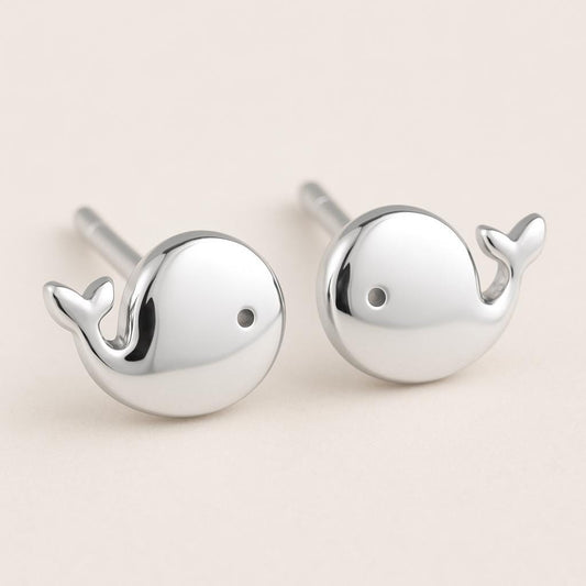 Whale Stud 925 Silver | Ocean Studs | Minimalist Sea Life Jewelry | Tiny Whale Earrings