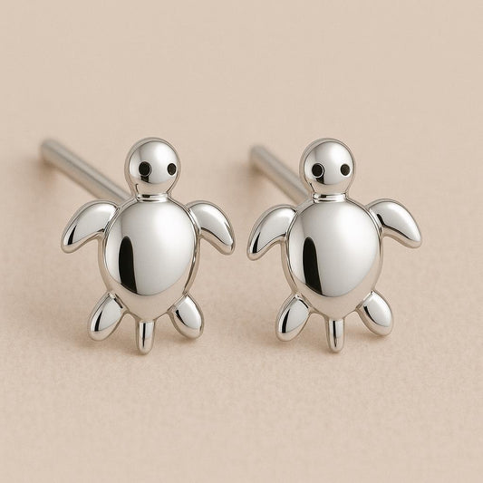 Turtle Stud 925 Silver | Sea Jewelry | Minimalist Ocean Studs | Tiny Earrings for Women & Girls