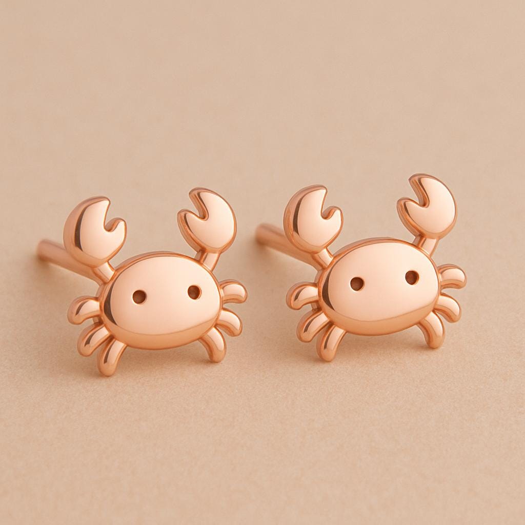 Crab Stud  925 Silver | Sea Jewelry | Ocean Studs | Tiny Crab Earrings for Women & Girls