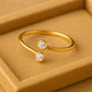 Sterling Silver Open CZ Ring • 925 Minimal Bezel Ring • Dainty Adjustable Duo Stone •