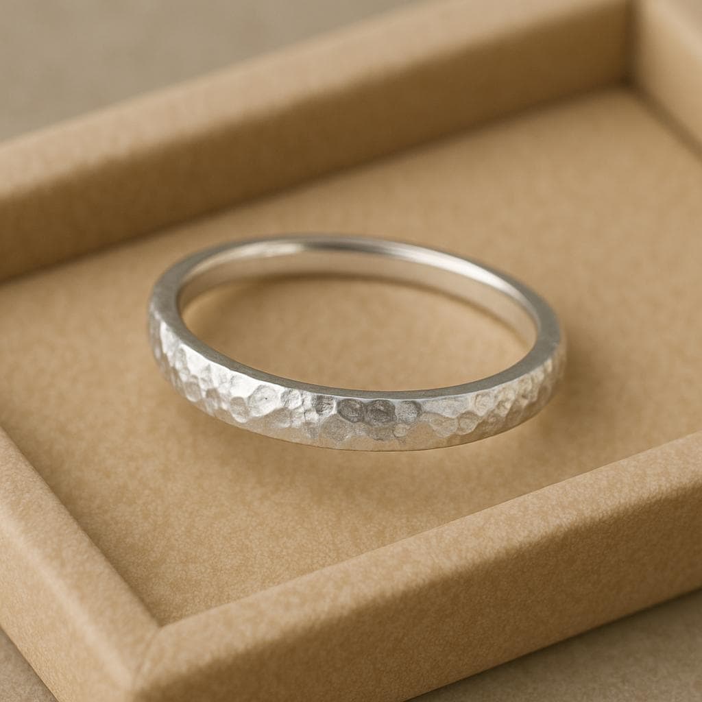Sterling Silver Hammered Ring • Minimalist 925 Band