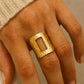 Hammered Rectangle Cutout Ring | Silver 925 Wide Band | Modern Geometric Statement Ring |