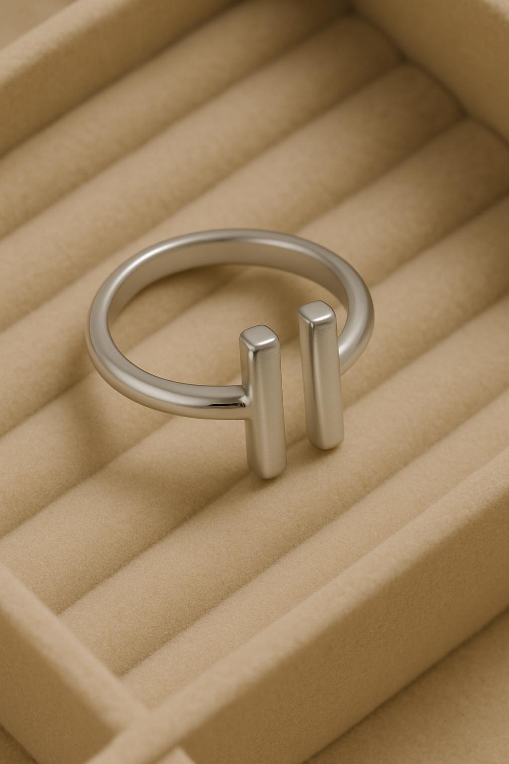 Open Bar 925 Silver | Minimalist Adjustable Ring | Modern Band | Simple Sterling Ring for Women