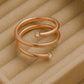 925 Silver Wrap Ring • Minimalist Double Coil Ring • Adjustable with CZ • Dainty Open Band