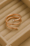 925 Silver Wrap Ring • Minimalist Double Coil Ring • Adjustable with CZ • Dainty Open Band