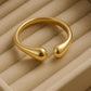 925 Silver Teardrop Ring • Minimalist Open Band Ring • Modern Sculptural  for Women