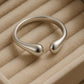 925 Silver Teardrop Ring • Minimalist Open Band Ring • Modern Sculptural  for Women