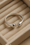 925 Silver Teardrop Ring • Minimalist Open Band Ring • Modern Sculptural  for Women