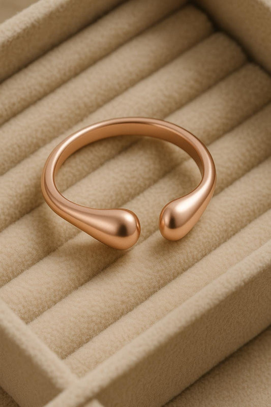 925 Silver Teardrop Ring • Minimalist Open Band Ring • Modern Sculptural  for Women