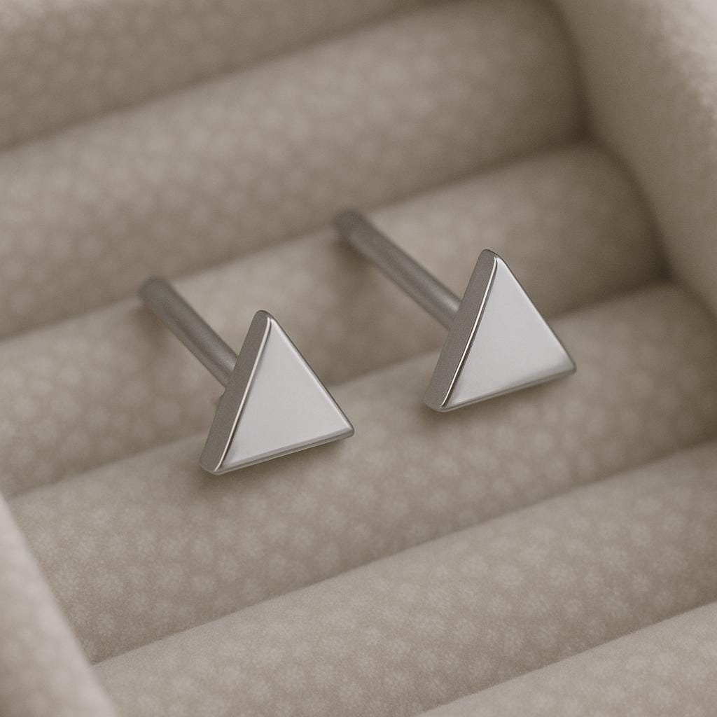 925 Silver Triangle Studs • Minimal Geometric Earrings • Dainty Sterling Studs • Simple Everyday Jewelry