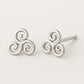 925 Silver Triskelion Stud Earrings • Triple Spiral Celtic Studs • Minimalist Earrings for Women