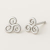 925 Silver Triskelion Stud Earrings • Triple Spiral Celtic Studs • Minimalist Earrings for Women
