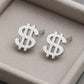 Sterling Silver Dollar Sign Studs • Hip Hop Jewelry
