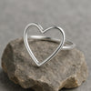 Sterling Silver Open Heart Ring • Minimalist Dainty Band