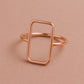 925 Silver Rectangle Ring • Minimalist Open Geometric Ring • Modern Band for Women