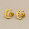 Euro Sign Stud Earrings 925 Silver | Minimalist Currency Symbol Earring | Unisex Jewelry