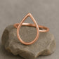 925 Silver Teardrop Ring • Open Drop Outline Ring • Minimalist Dainty Band for Women