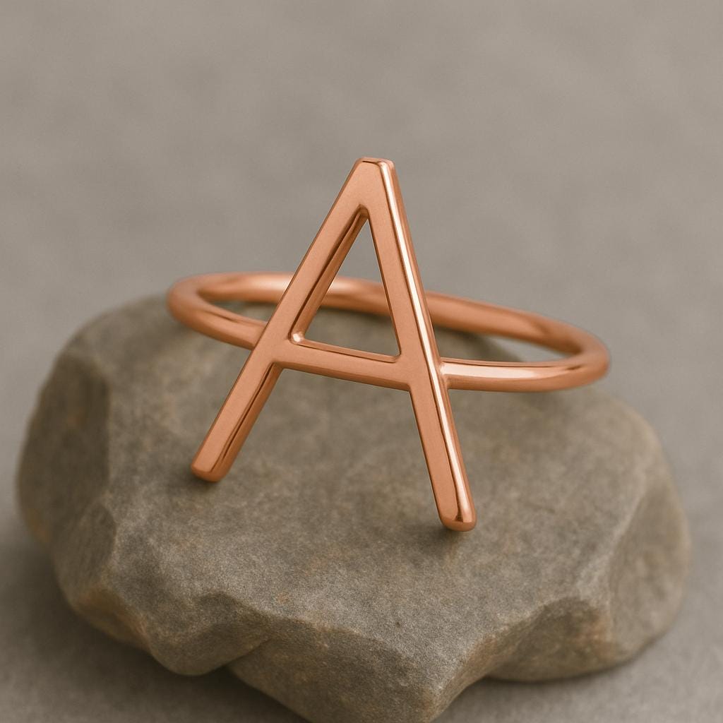 925 Silver Initial A Ring • Letter A Minimalist Ring • Personalized Dainty Band for Women