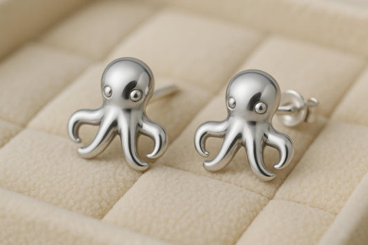 Octopus Stud Earrings 925 Silver | Sea Studs | Minimalist Jewelry | Tiny Earrings for Women & Men