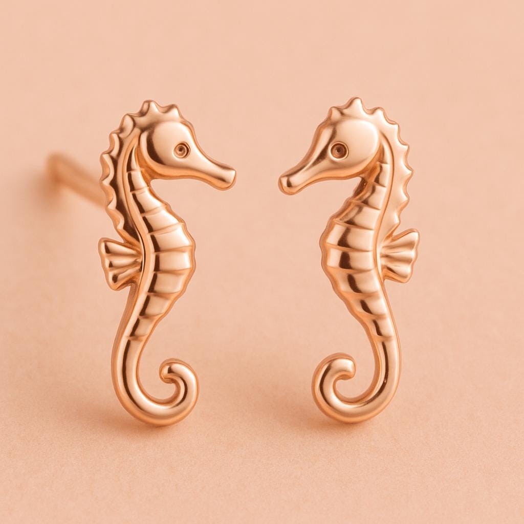 Seahorse Stud 925 Silver | Ocean Sea Life Jewelry |Minimalist Seahorse Studs | Beach Lover Gift