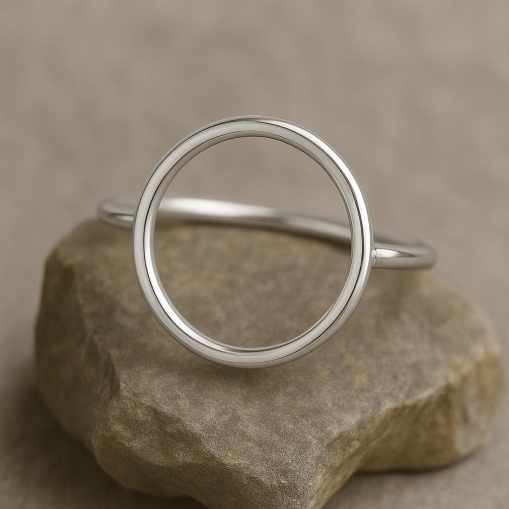 Silver Circle Ring • Open Round Minimalist  • Dainty Modern Sterling Silver Band