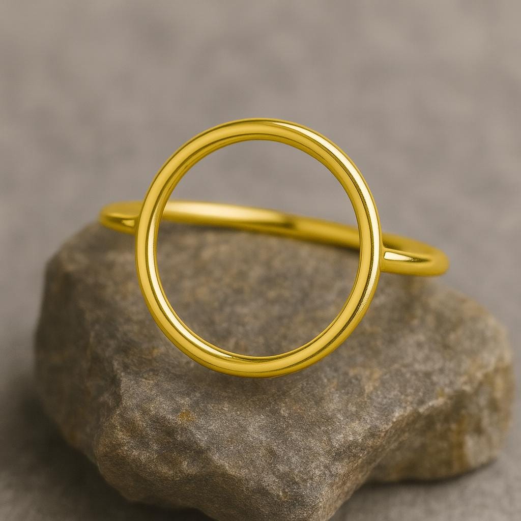Silver Circle Ring • Open Round Minimalist  • Dainty Modern Sterling Silver Band