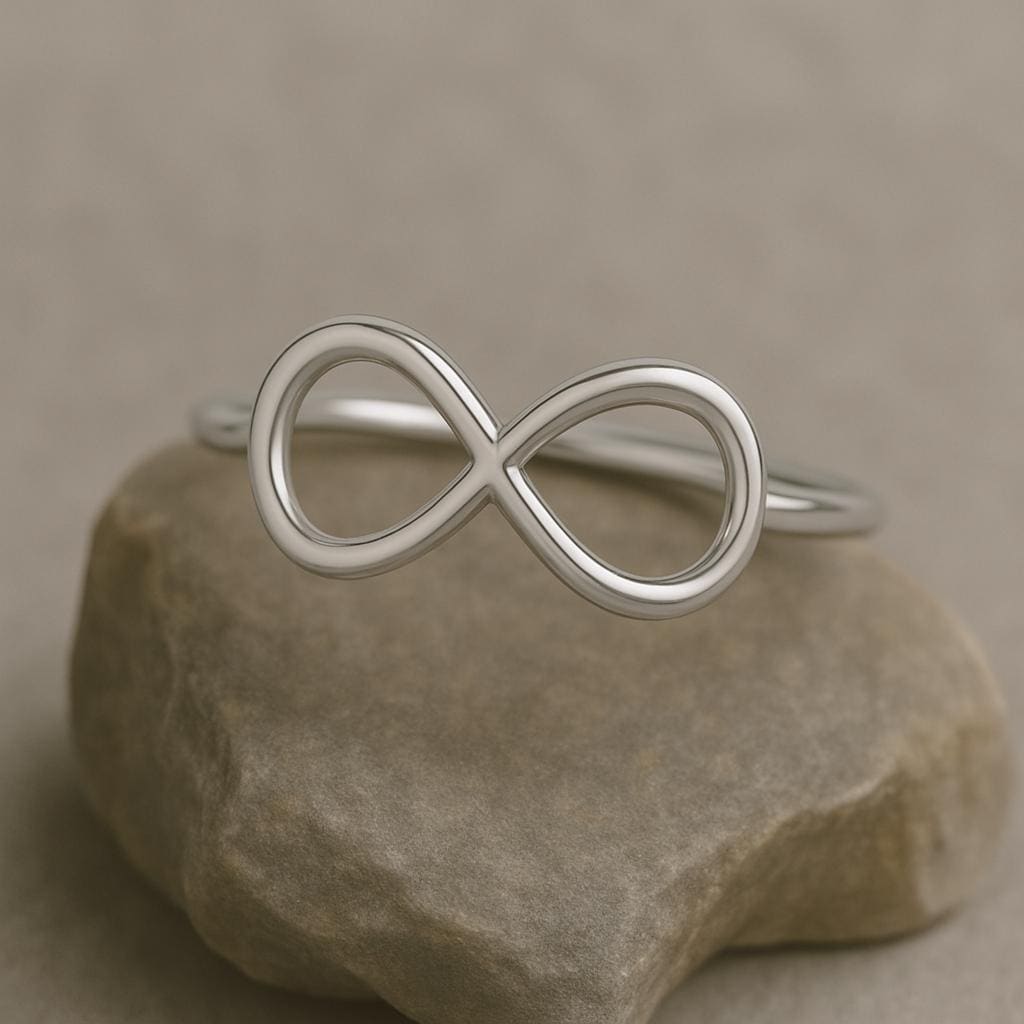 925 Silver Infinity Ring • Minimalist Band • Dainty Silver Love