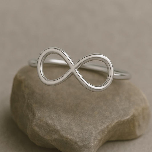 925 Silver Infinity Ring • Minimalist Band • Dainty Silver Love