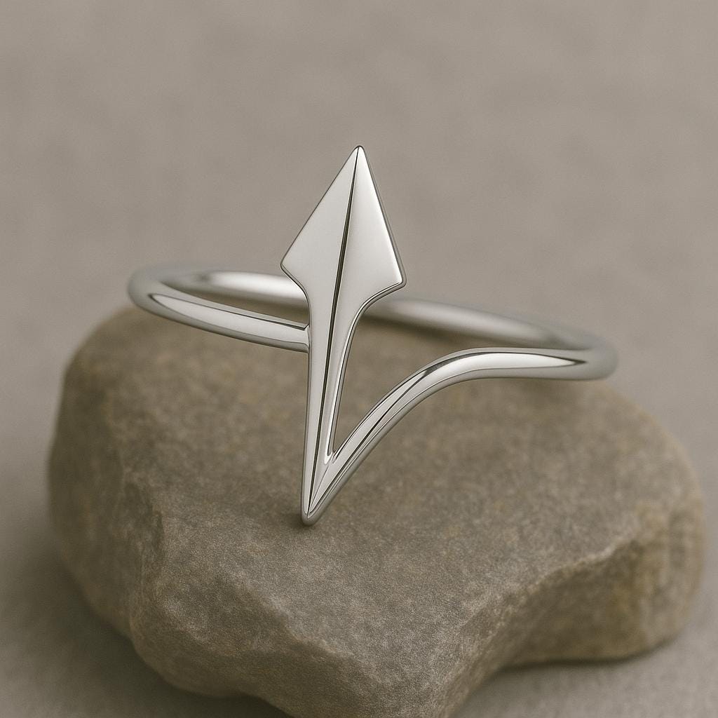 925 Silver Arrow Ring • Minimalist Lightning  • Modern Geometric Silver Band