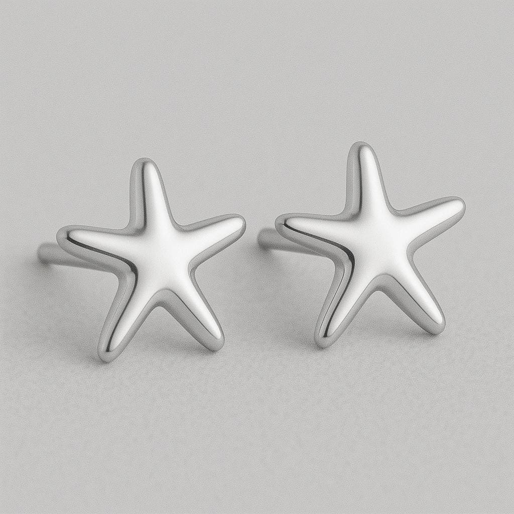 Starfish Stud 925 Silver | Minimalist Sea Star | Ocean Studs | Tiny Earrings for Women & Girls