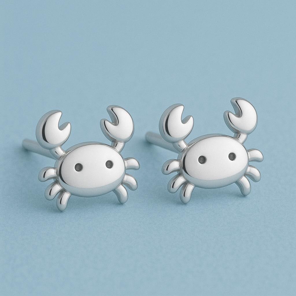 Crab Stud  925 Silver | Sea Jewelry | Ocean Studs | Tiny Crab Earrings for Women & Girls