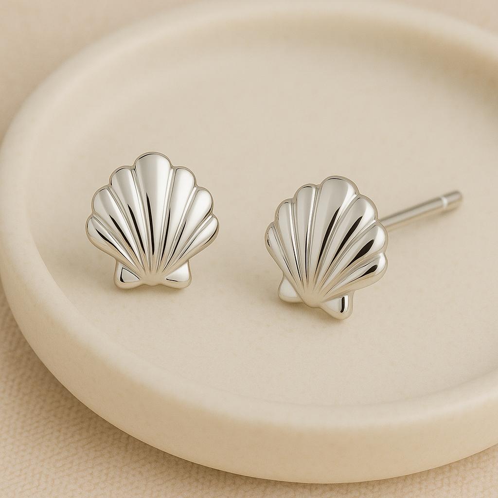 Seashell Stud 925 Silver ewelry | Minimalist Studs | Tiny Sea Shell Earrings for Women & Girls