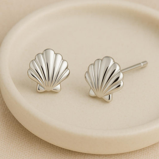 Seashell Stud 925 Silver ewelry | Minimalist Studs | Tiny Sea Shell Earrings for Women & Girls
