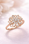 925 Silver Flower Halo Ring | CZ Floral Cluster | Dainty Statement Ring | Gift for Her